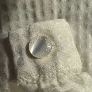 Anne Fontaine (Paris) Off-white Short Sleeve Buttoned, Cotton-Silk Blouse, sz 12